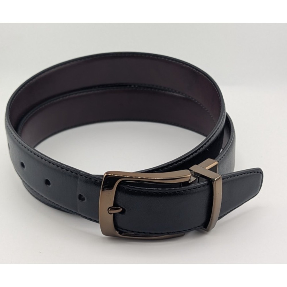 Geoffrey Beene Mens Black Brown Reversible Leather Casual Dress Belt Size 34